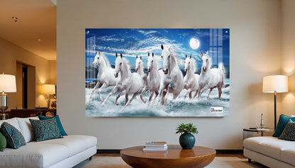 Majestic White Horses Running in Ocean Acrylic Wall Art