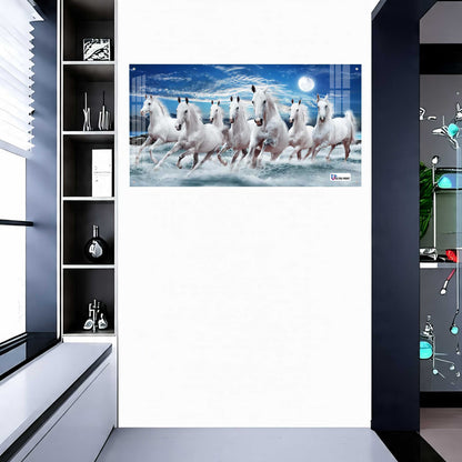 Majestic White Horses Running in Ocean Acrylic Wall Art