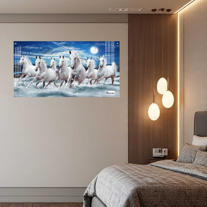 Majestic White Horses Running in Ocean Acrylic Wall Art