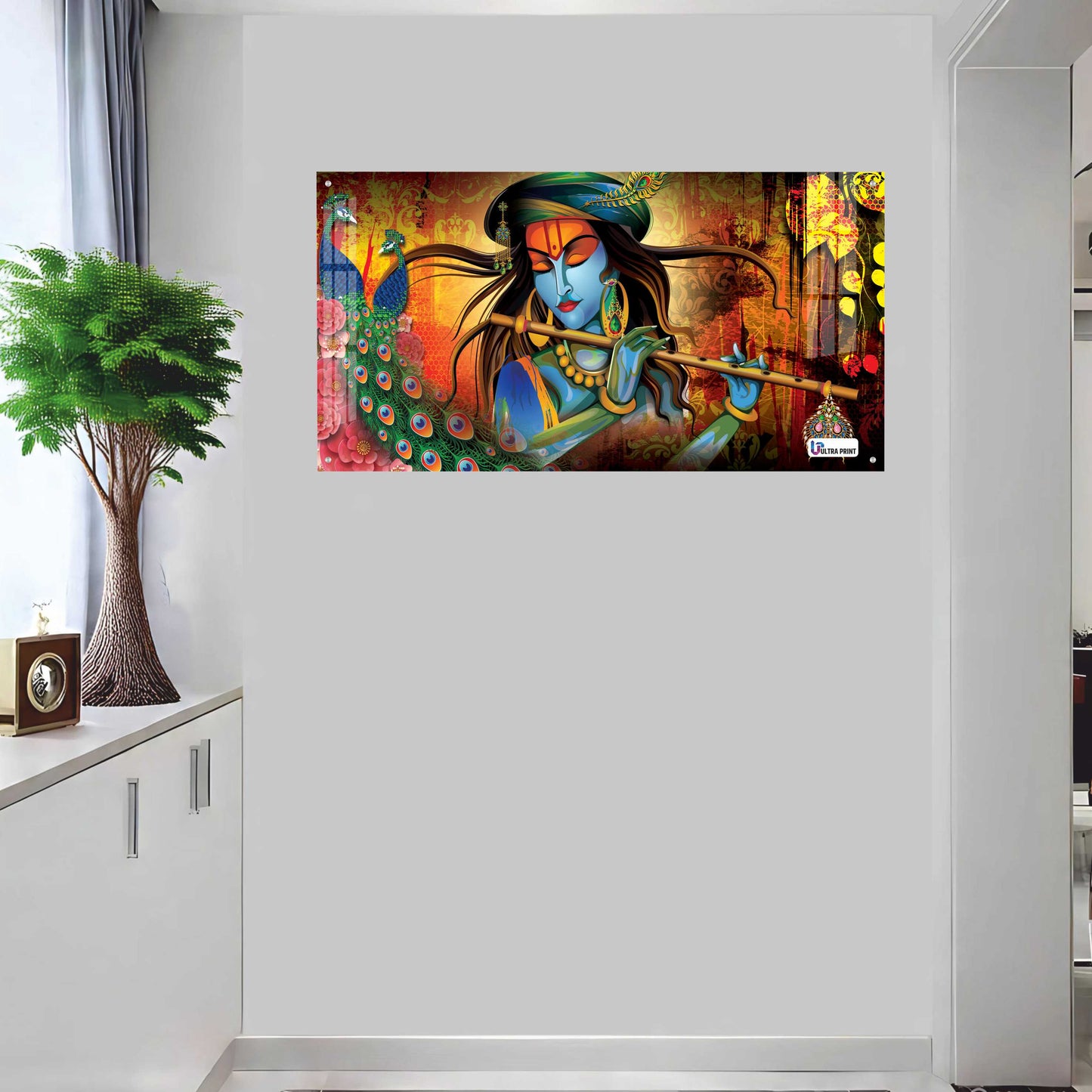 Divine Krishna Flute Melody Modern Spiritual Wall Art
