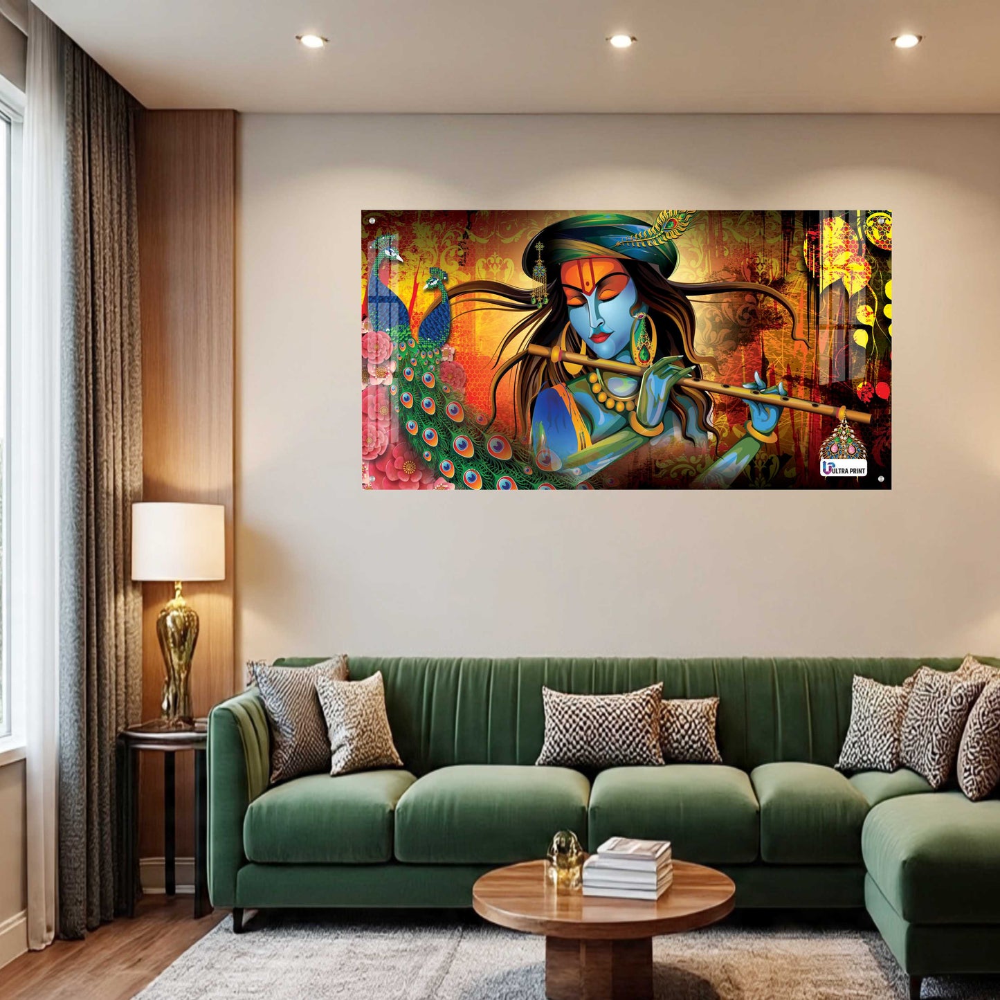Divine Krishna Flute Melody Modern Spiritual Wall Art