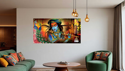 Divine Krishna Flute Melody Modern Spiritual Wall Art