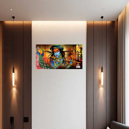 Divine Krishna Flute Melody Modern Spiritual Wall Art