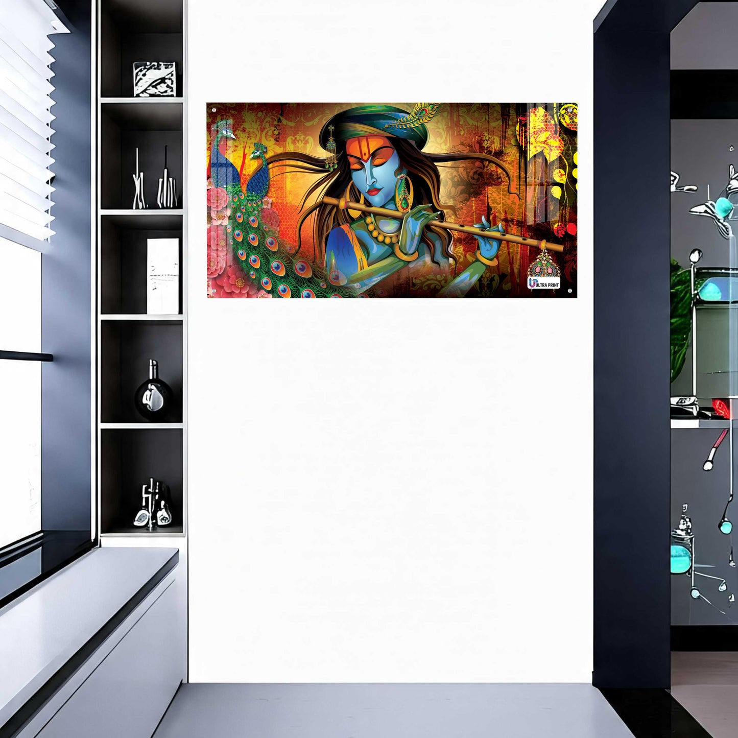 Divine Krishna Flute Melody Modern Spiritual Wall Art