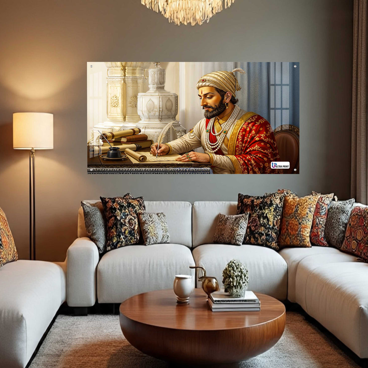 Chhatrapati Shivaji Maharaj Writing Wisdom Royal Portrait Wall Art