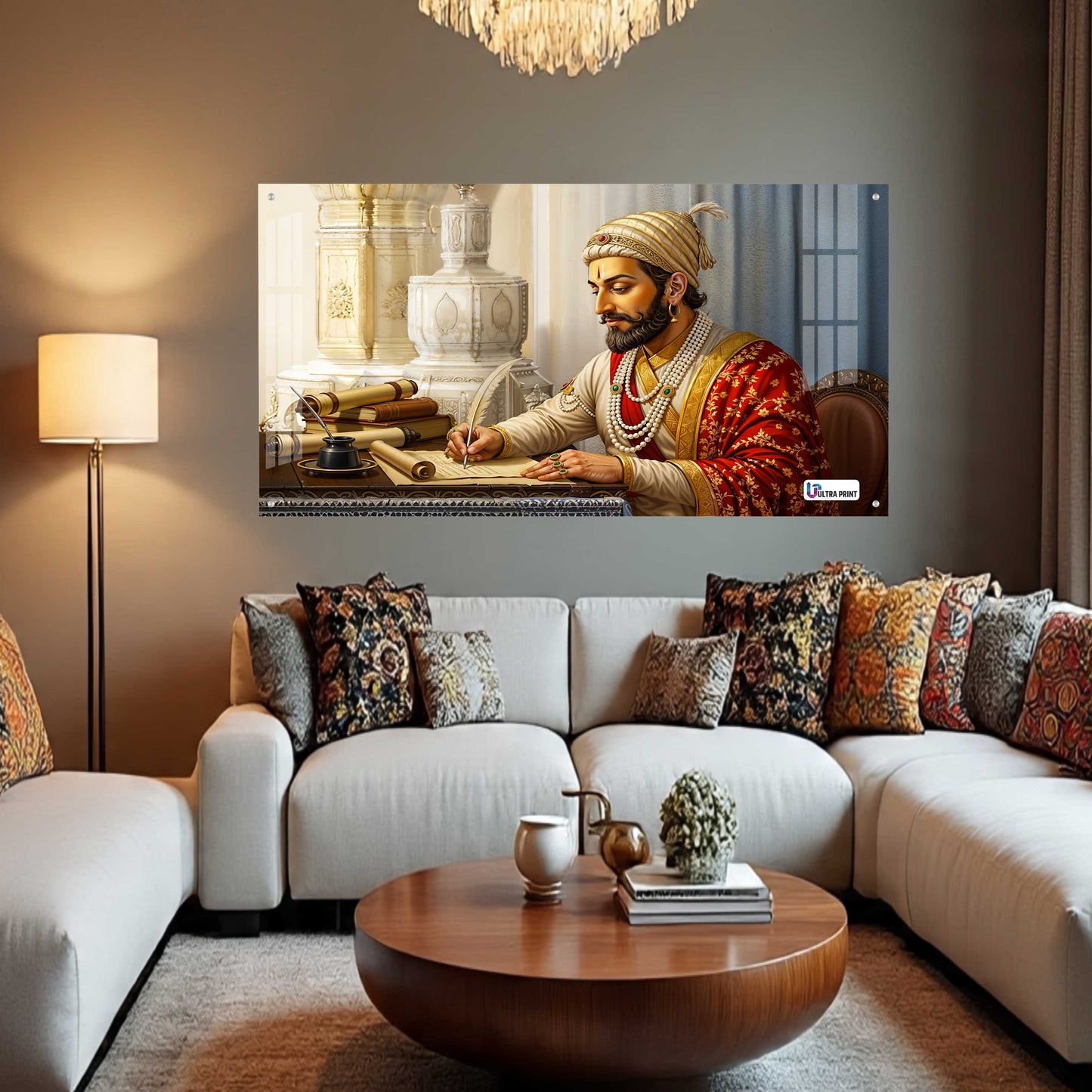 Chhatrapati Shivaji Maharaj Writing Wisdom Royal Portrait Wall Art