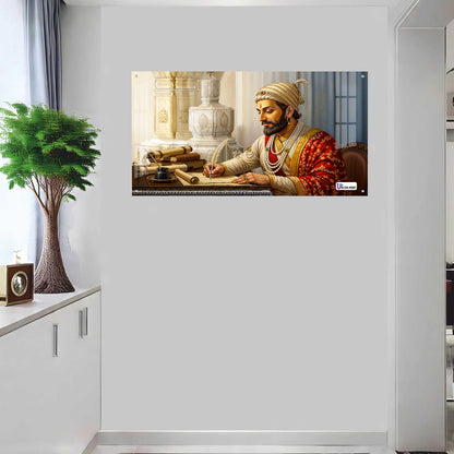 Chhatrapati Shivaji Maharaj Writing Wisdom Royal Portrait Wall Art