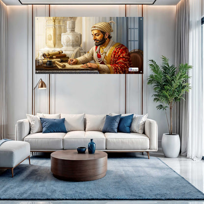Chhatrapati Shivaji Maharaj Writing Wisdom Royal Portrait Wall Art