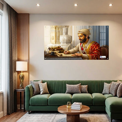 Chhatrapati Shivaji Maharaj Writing Wisdom Royal Portrait Wall Art