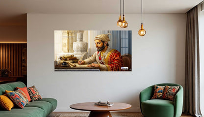 Chhatrapati Shivaji Maharaj Writing Wisdom Royal Portrait Wall Art