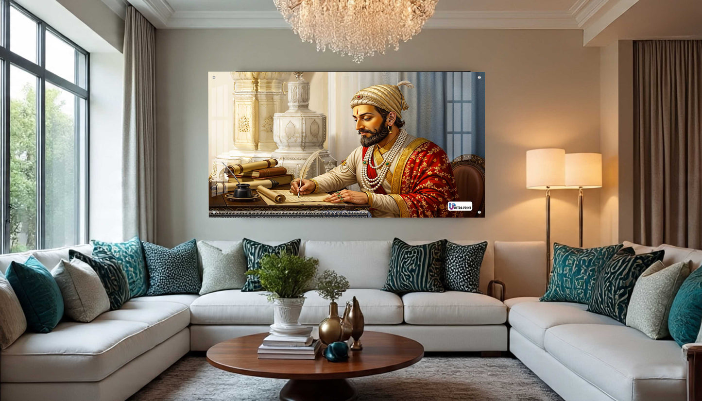 Chhatrapati Shivaji Maharaj Writing Wisdom Royal Portrait Wall Art