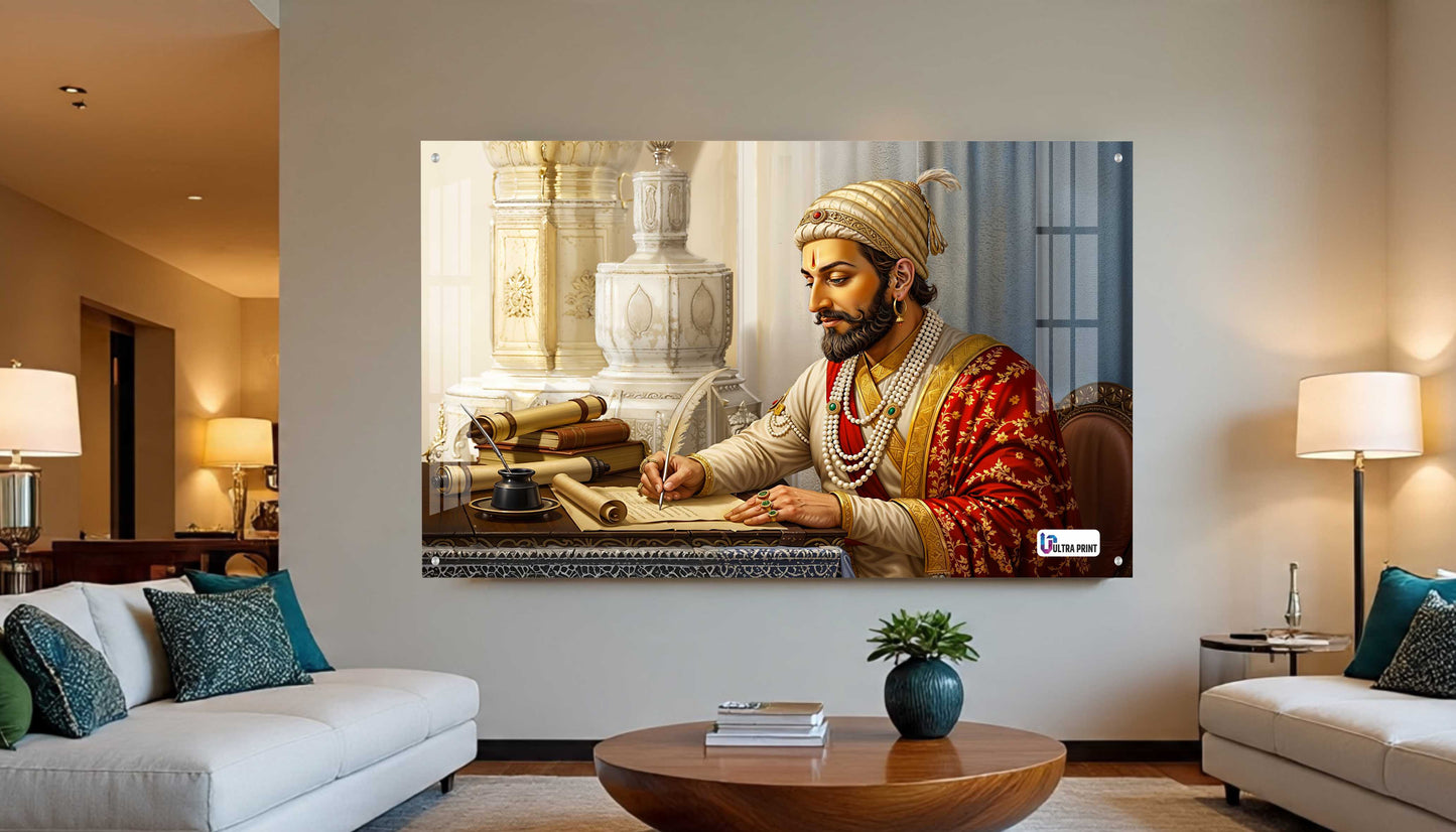 Chhatrapati Shivaji Maharaj Writing Wisdom Royal Portrait Wall Art