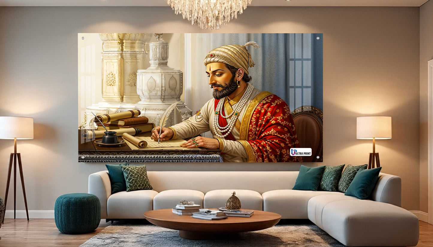 Chhatrapati Shivaji Maharaj Writing Wisdom Royal Portrait Wall Art