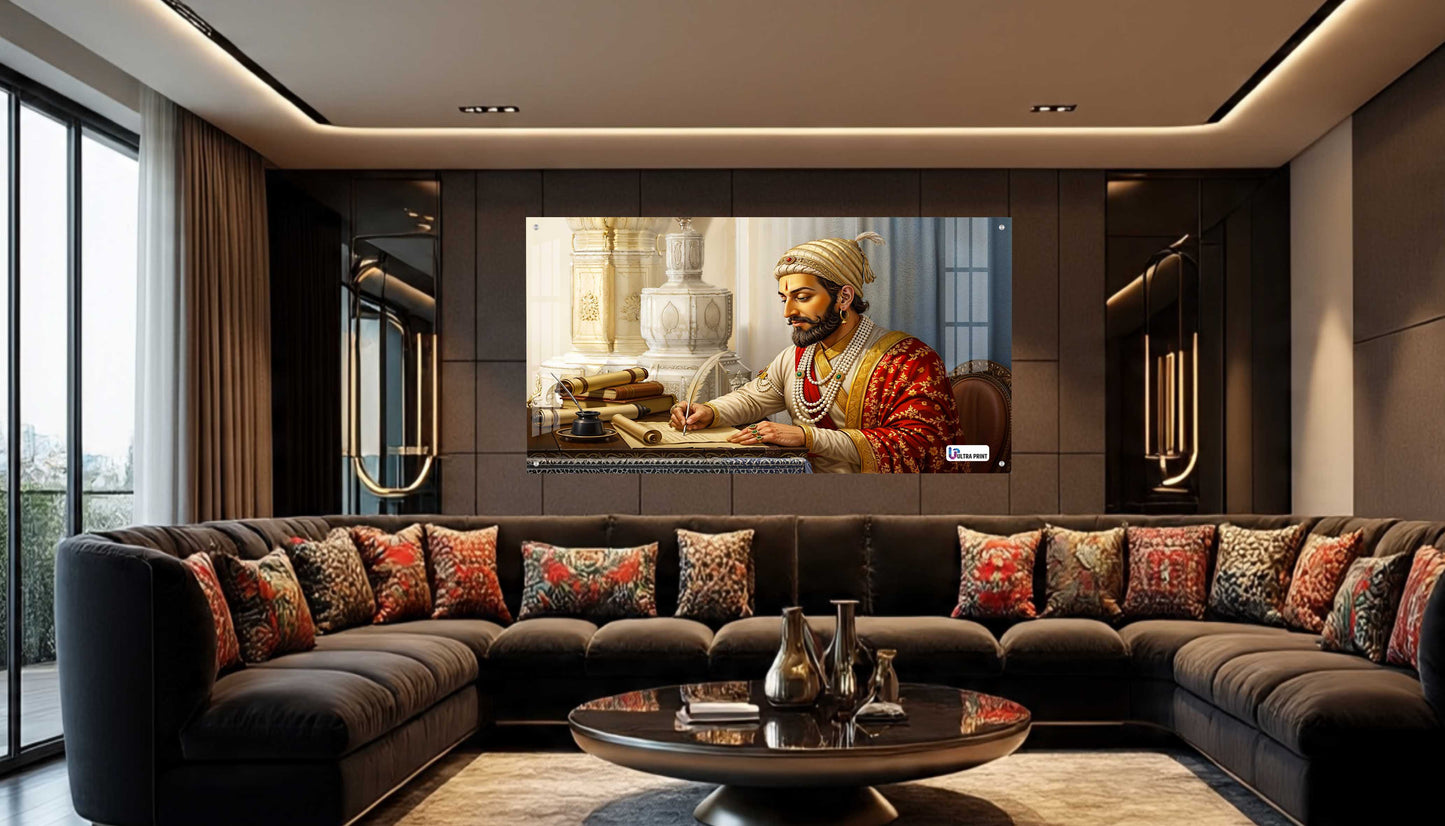 Chhatrapati Shivaji Maharaj Writing Wisdom Royal Portrait Wall Art
