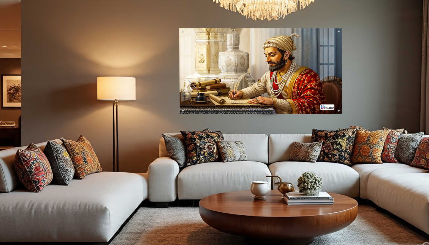 Chhatrapati Shivaji Maharaj Writing Wisdom Royal Portrait Wall Art