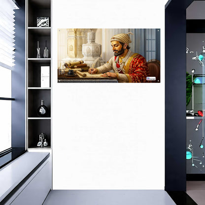 Chhatrapati Shivaji Maharaj Writing Wisdom Royal Portrait Wall Art