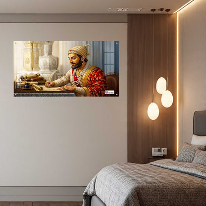 Chhatrapati Shivaji Maharaj Writing Wisdom Royal Portrait Wall Art