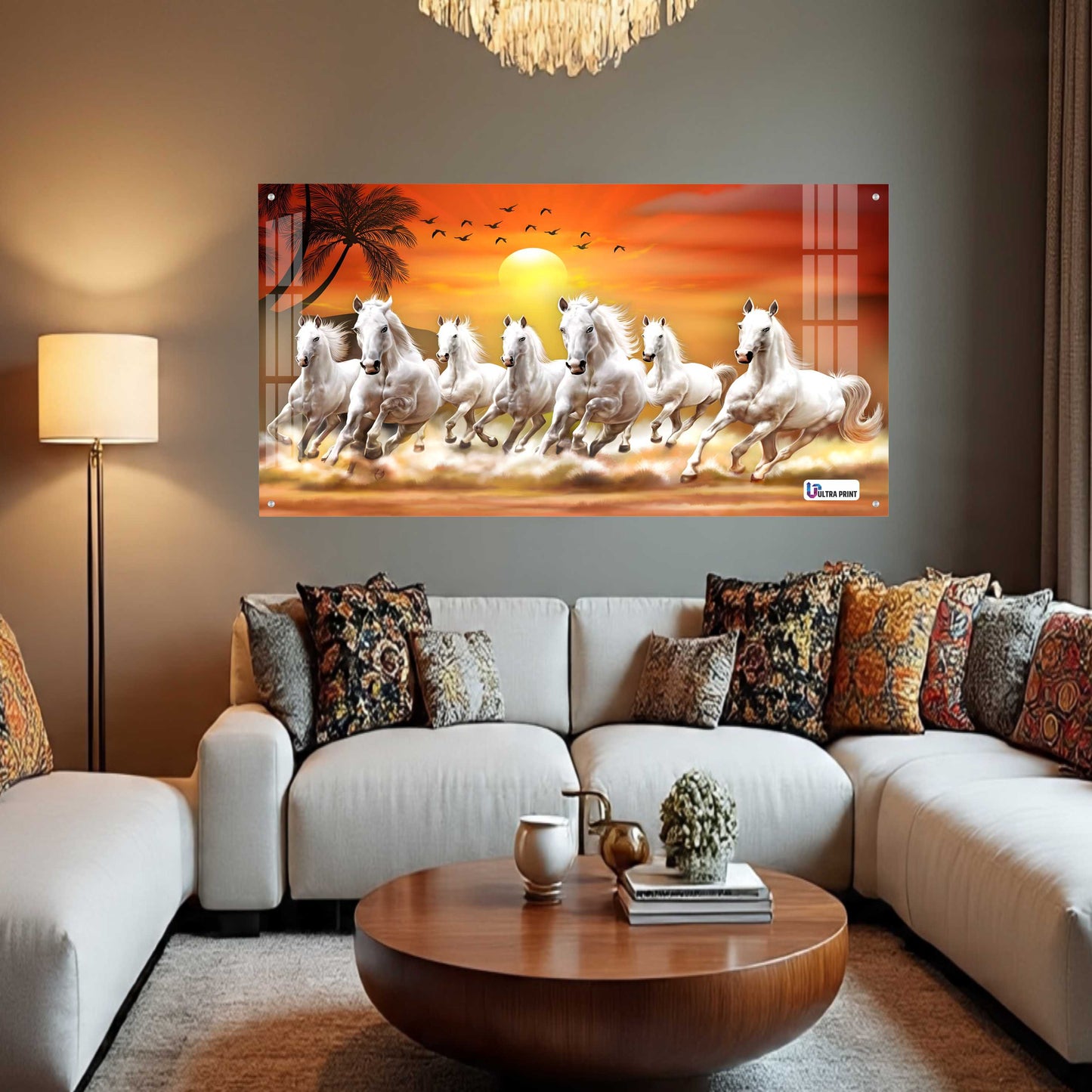 Running White Horses Vastu Sunrise Wall Art