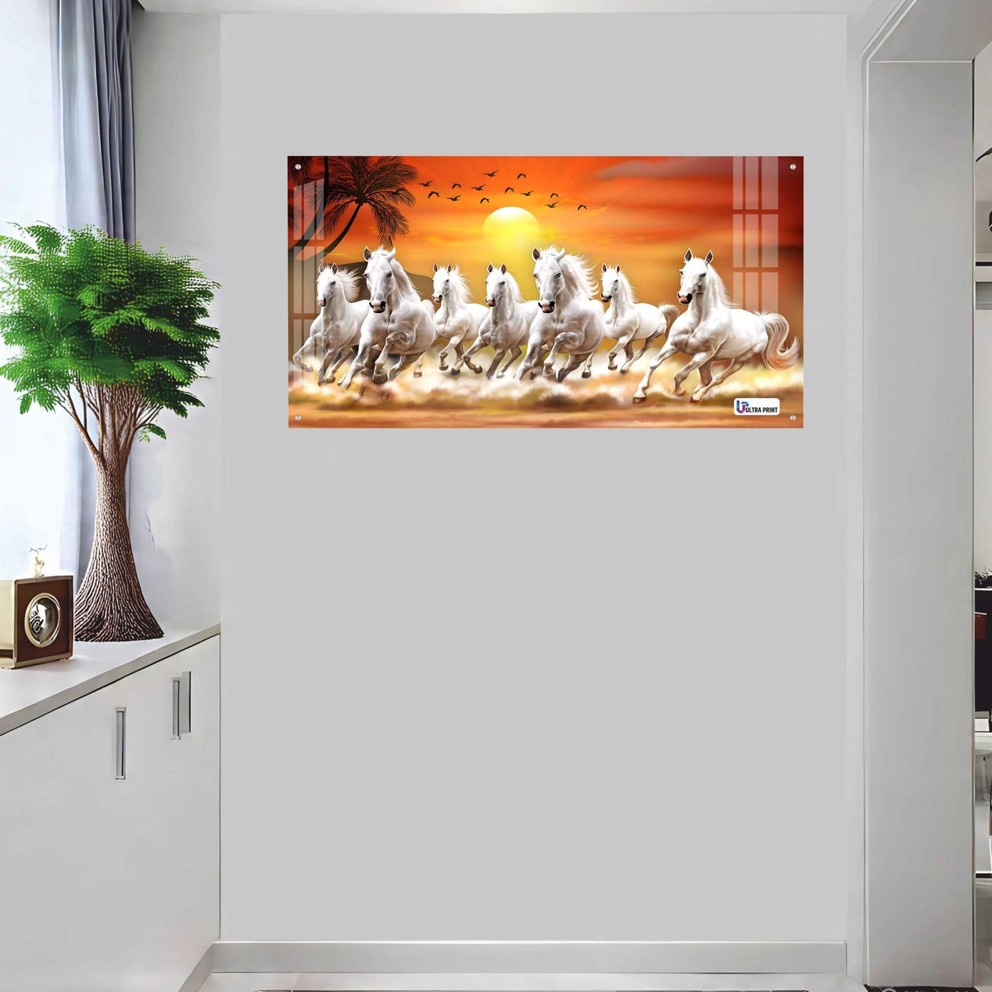 Running White Horses Vastu Sunrise Wall Art