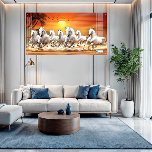 Running White Horses Vastu Sunrise Wall Art