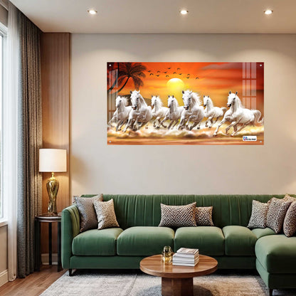 Running White Horses Vastu Sunrise Wall Art