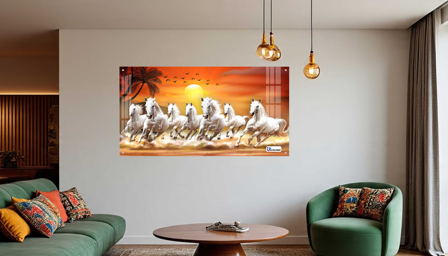 Running White Horses Vastu Sunrise Wall Art