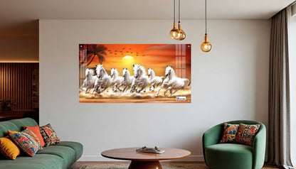 Running White Horses Vastu Sunrise Wall Art