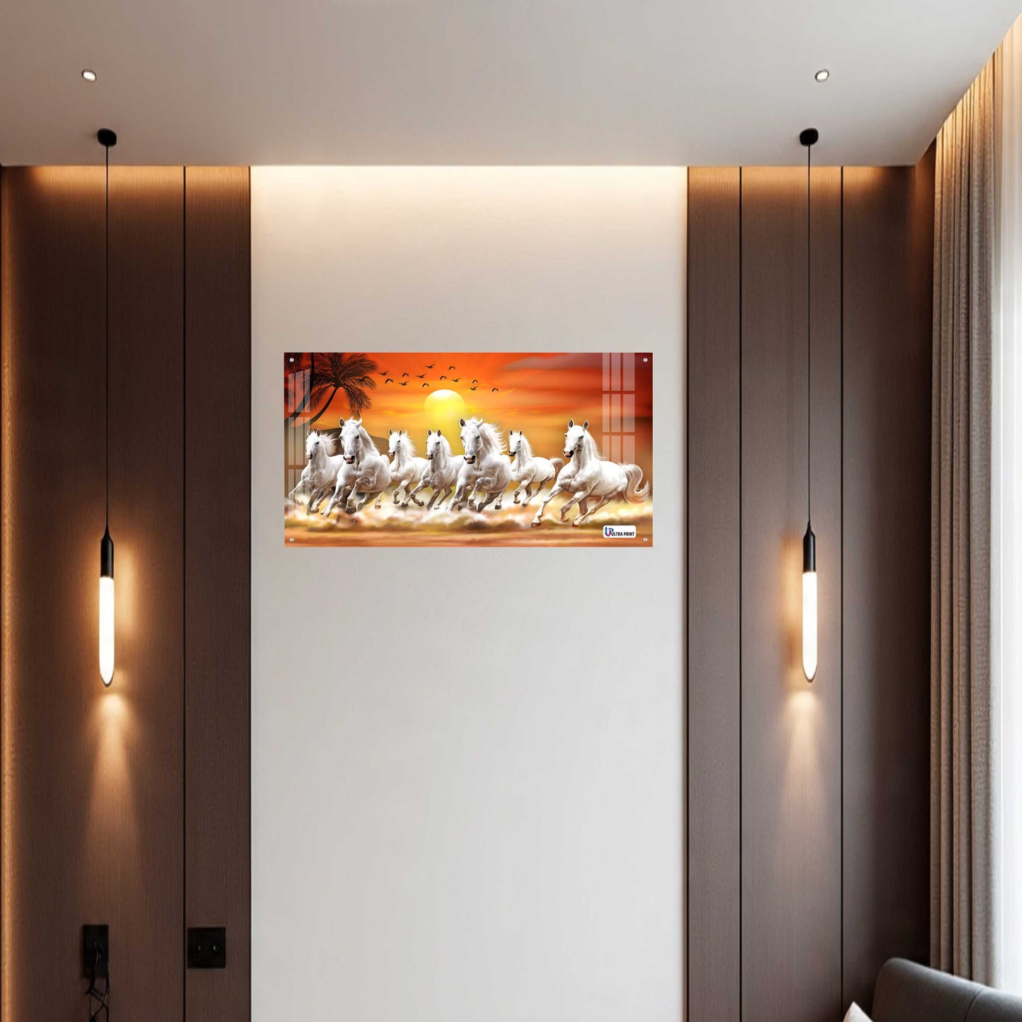 Running White Horses Vastu Sunrise Wall Art