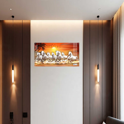 Running White Horses Vastu Sunrise Wall Art