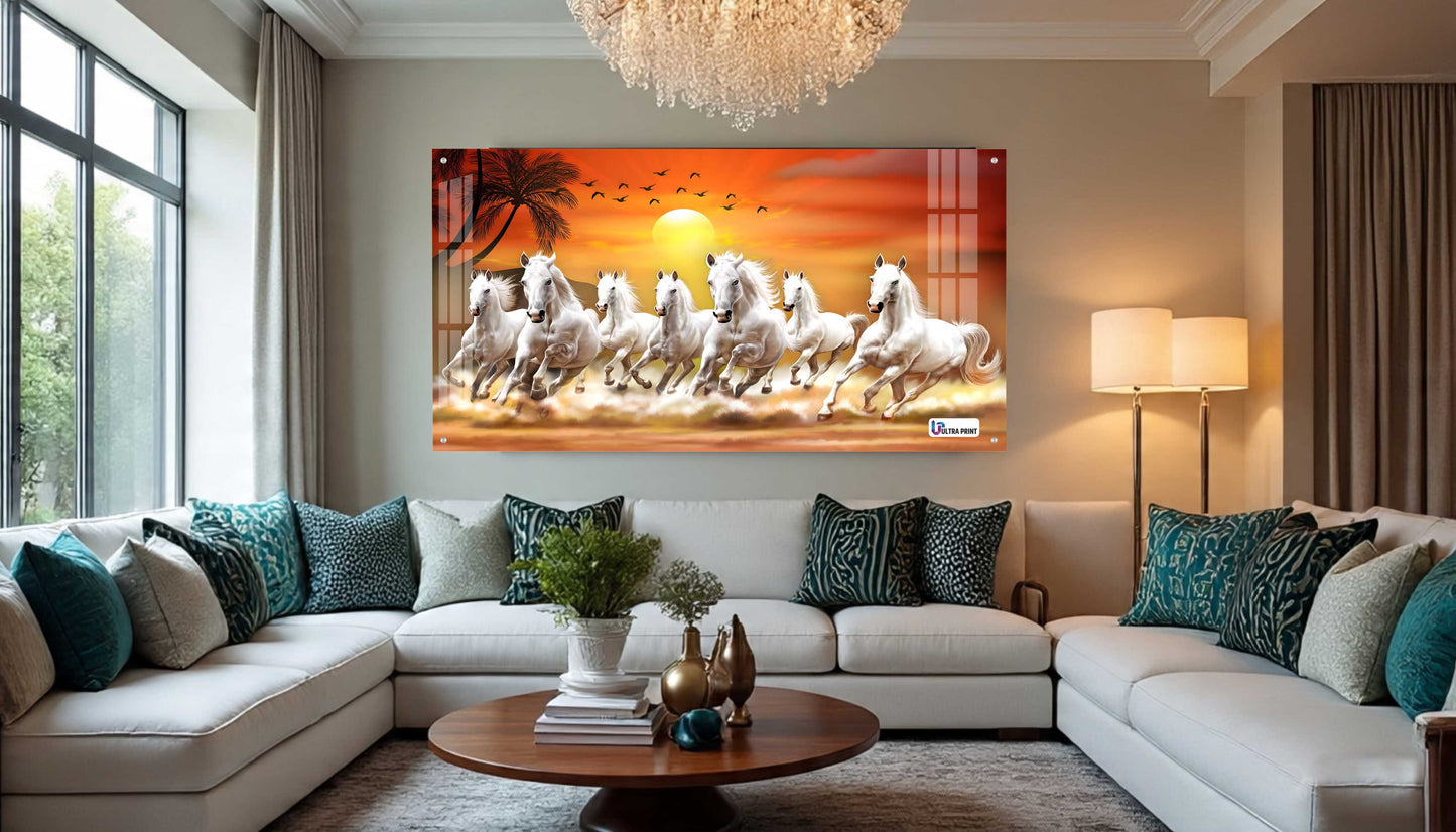 Running White Horses Vastu Sunrise Wall Art