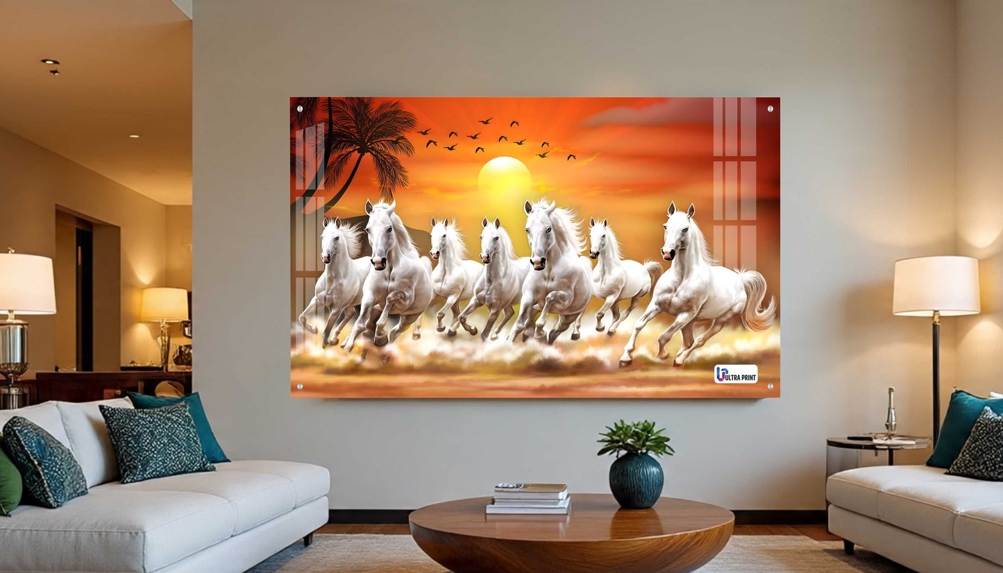 Running White Horses Vastu Sunrise Wall Art