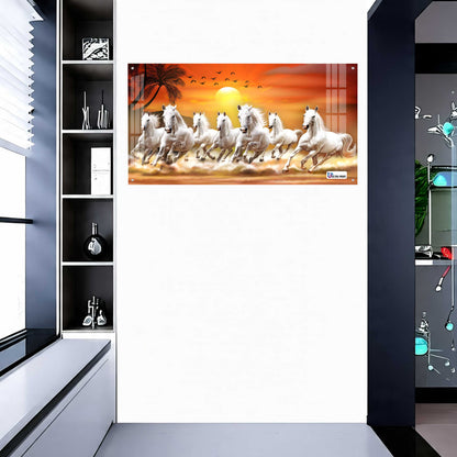 Running White Horses Vastu Sunrise Wall Art