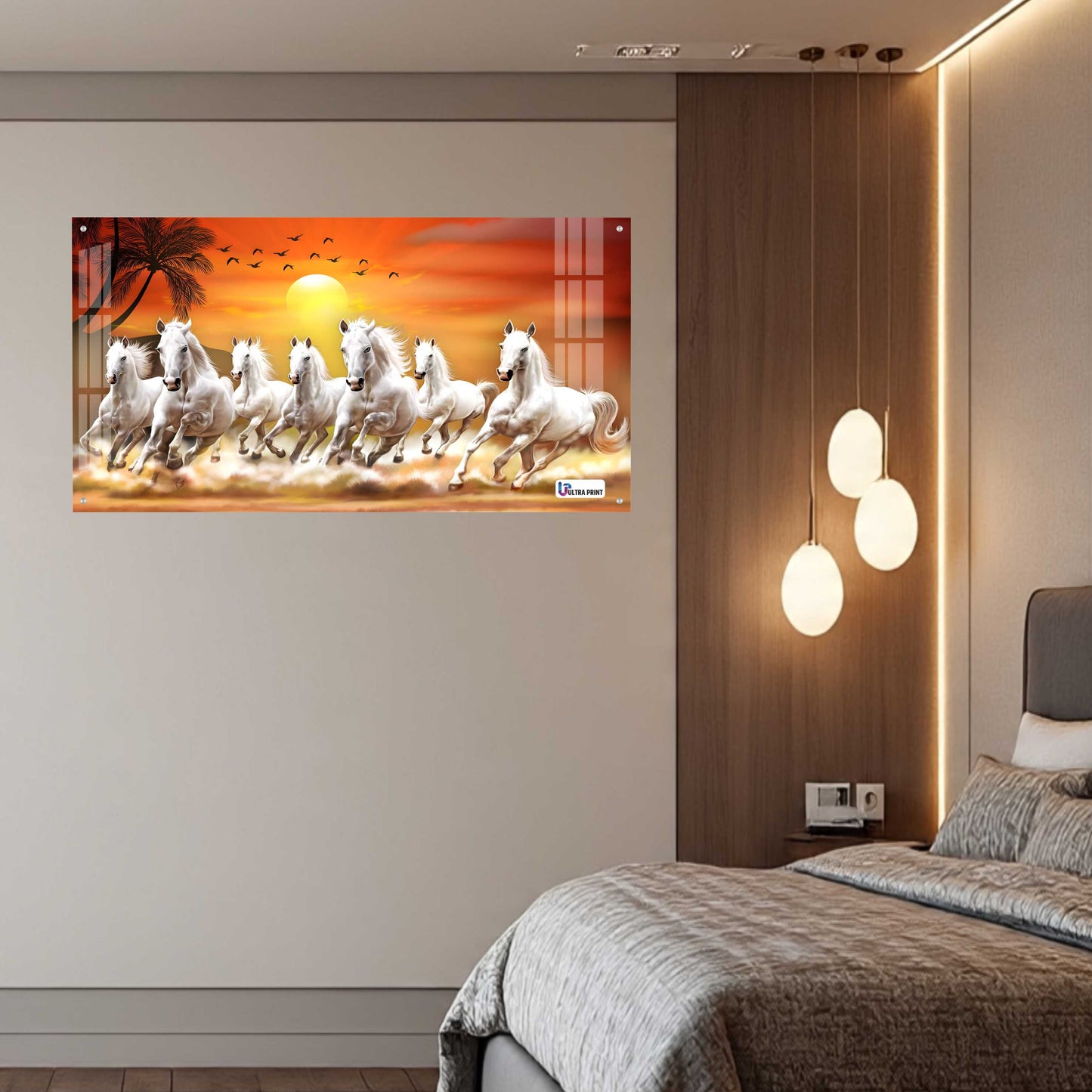 Running White Horses Vastu Sunrise Wall Art