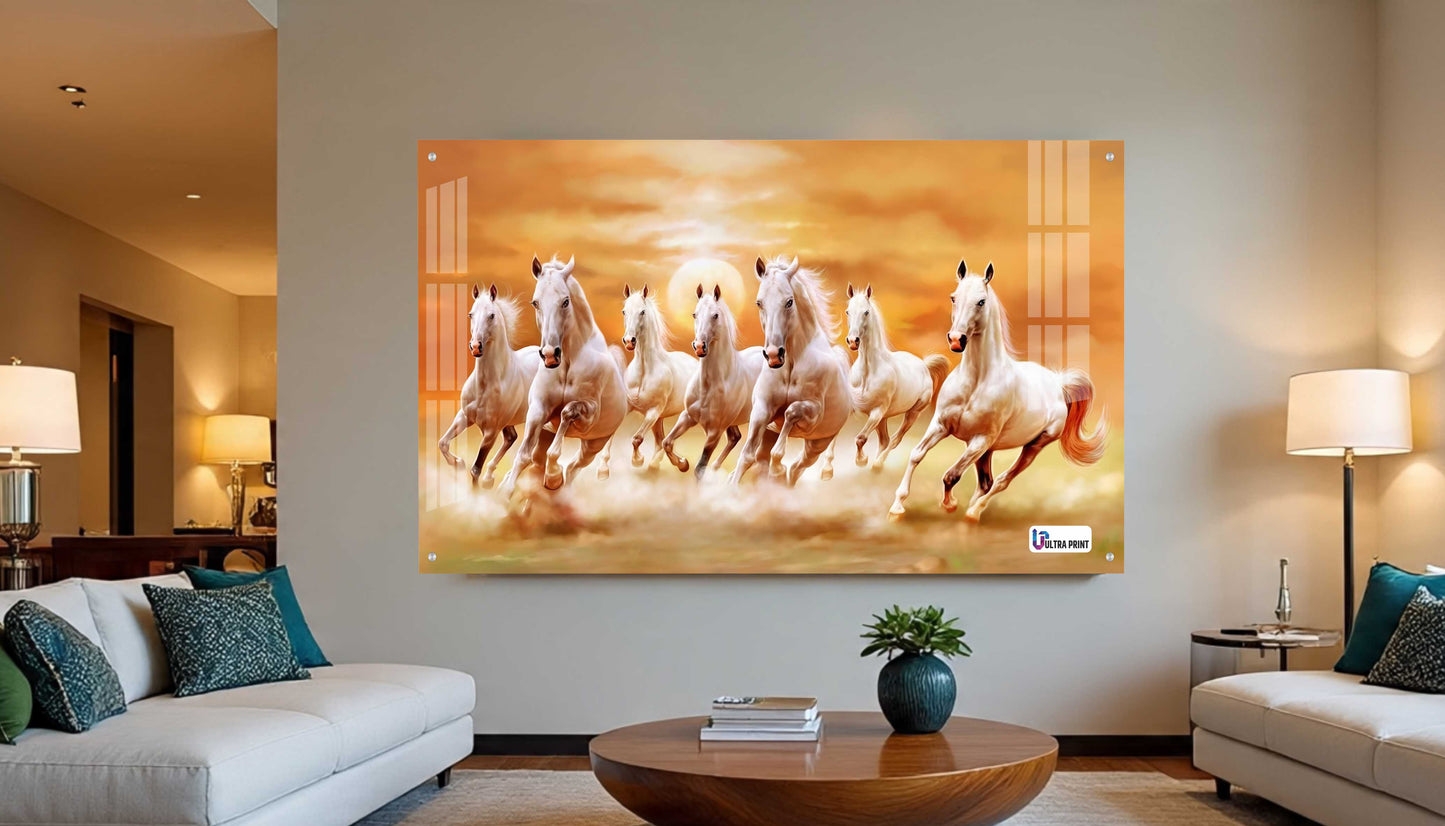 Seven Running Horses Sunrise Vastu Wall Art