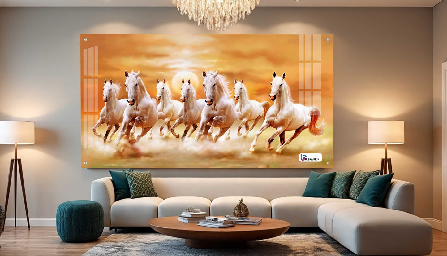 Seven Running Horses Sunrise Vastu Wall Art