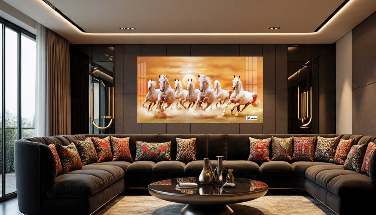 Seven Running Horses Sunrise Vastu Wall Art