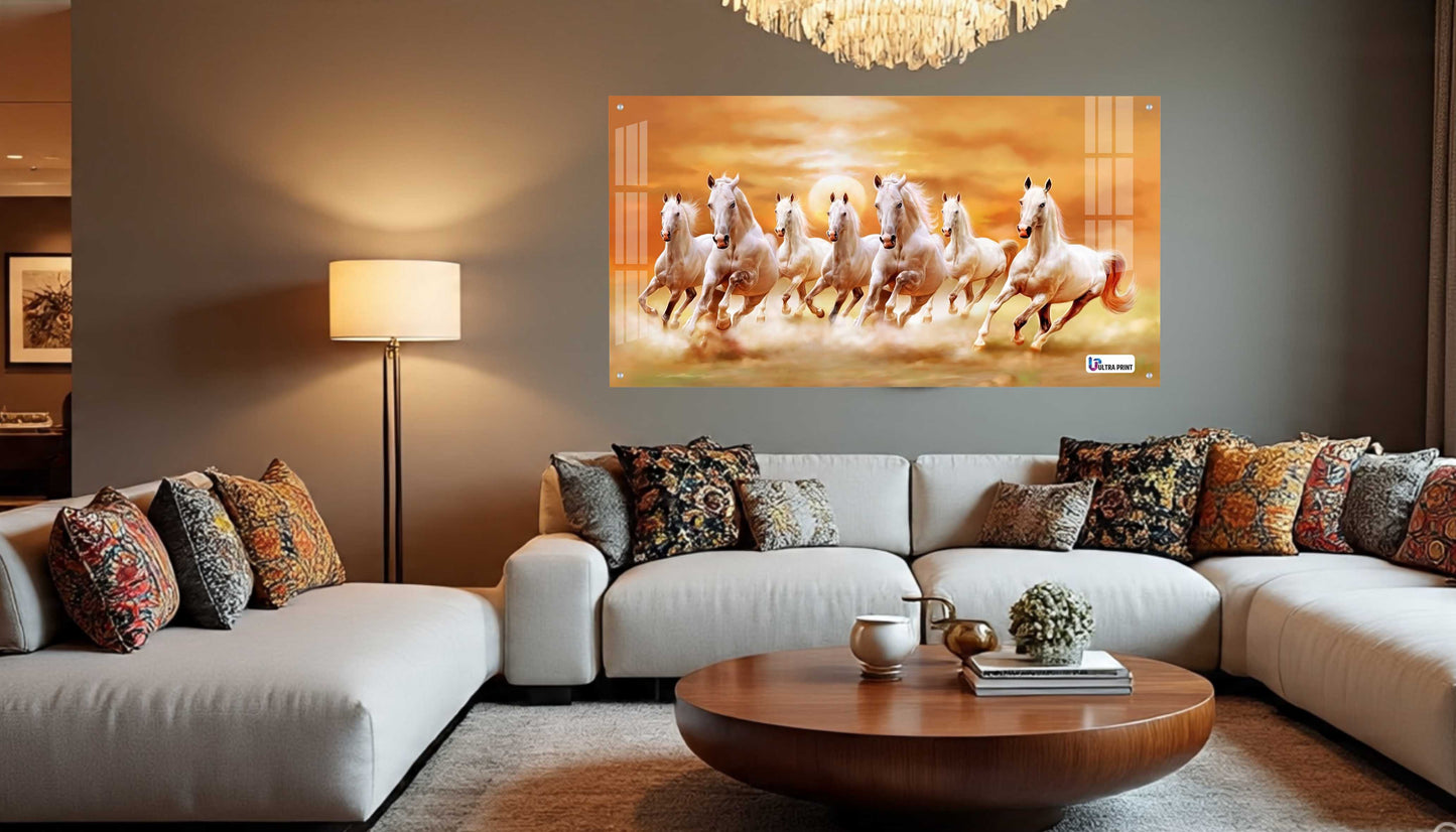 Seven Running Horses Sunrise Vastu Wall Art