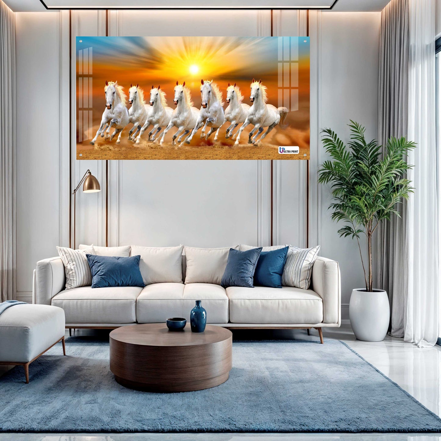 Seven Running White Horses Sunrise Wall Art