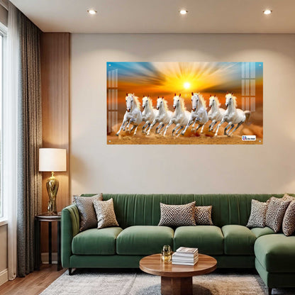 Seven Running White Horses Sunrise Wall Art