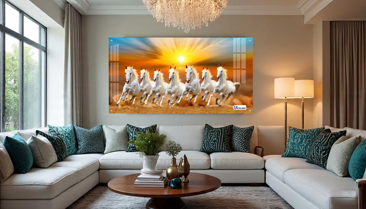 Seven Running White Horses Sunrise Wall Art