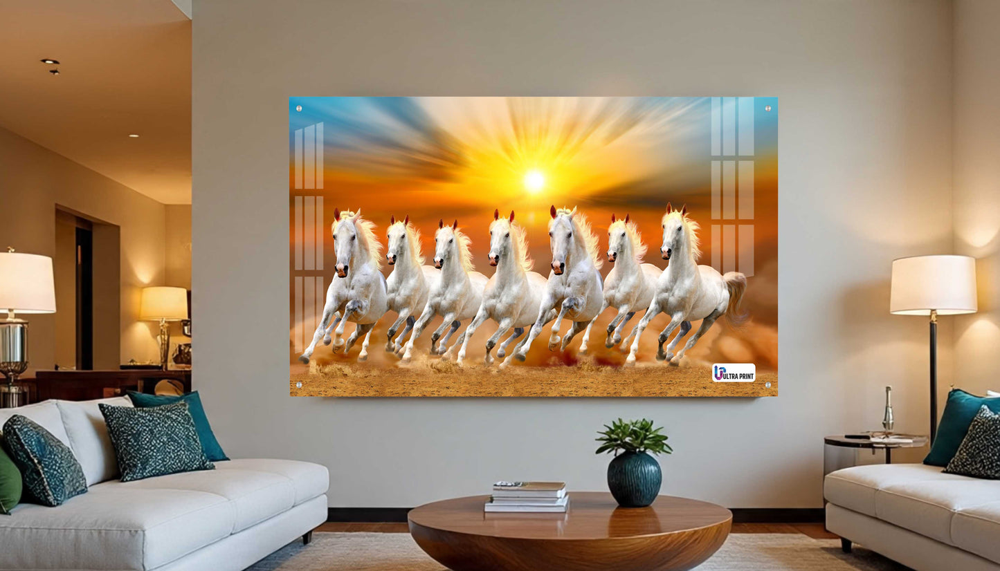 Seven Running White Horses Sunrise Wall Art