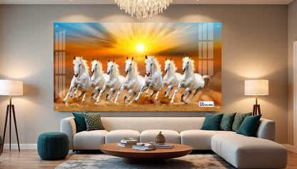 Seven Running White Horses Sunrise Wall Art