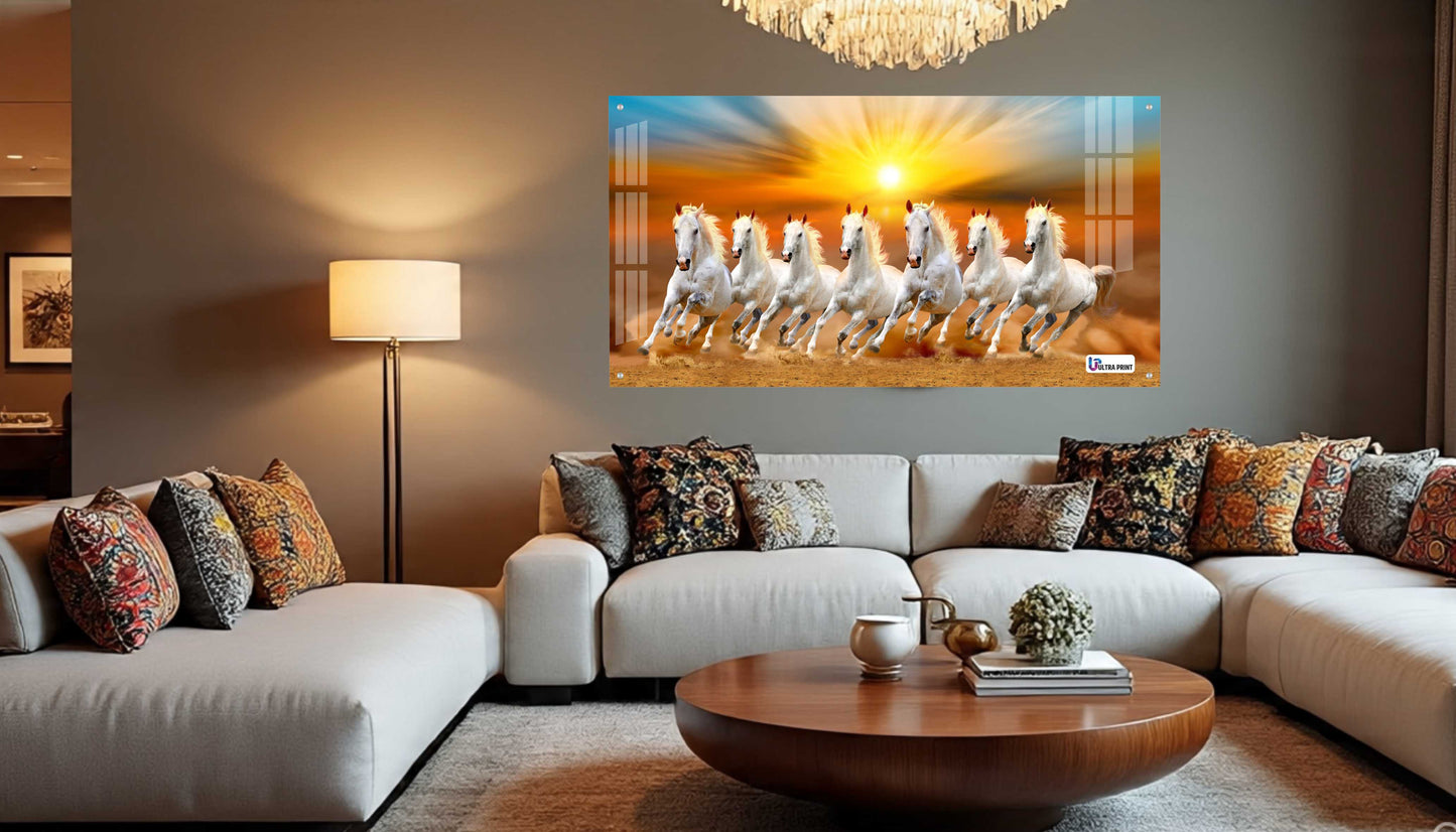 Seven Running White Horses Sunrise Wall Art