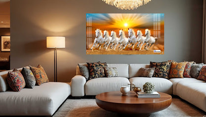 Seven Running White Horses Sunrise Wall Art