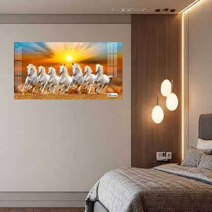 Seven Running White Horses Sunrise Wall Art