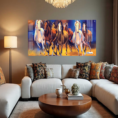 Seven Running Horses Modern Abstract Wall Art