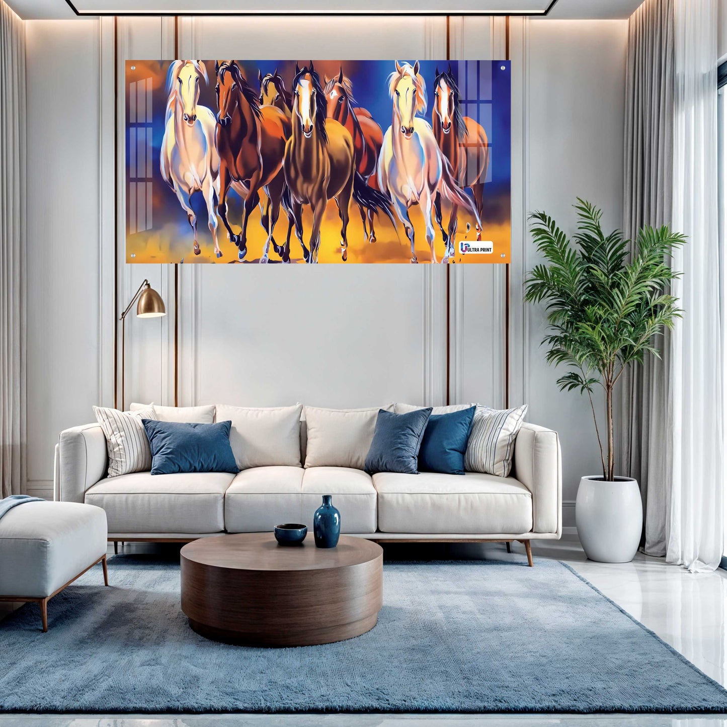 Seven Running Horses Modern Abstract Wall Art