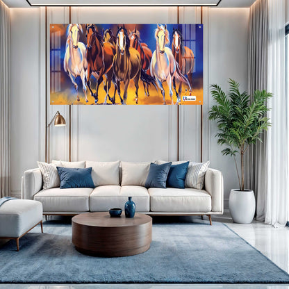 Seven Running Horses Modern Abstract Wall Art