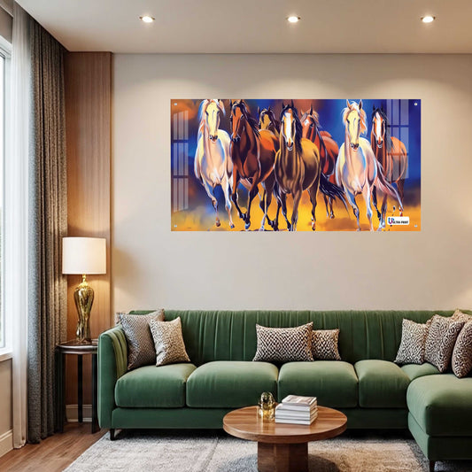 Seven Running Horses Modern Abstract Wall Art