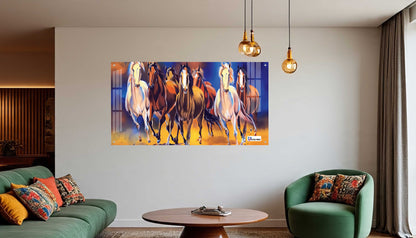 Seven Running Horses Modern Abstract Wall Art